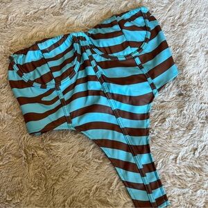 Striped Blue and Brown Crop Top